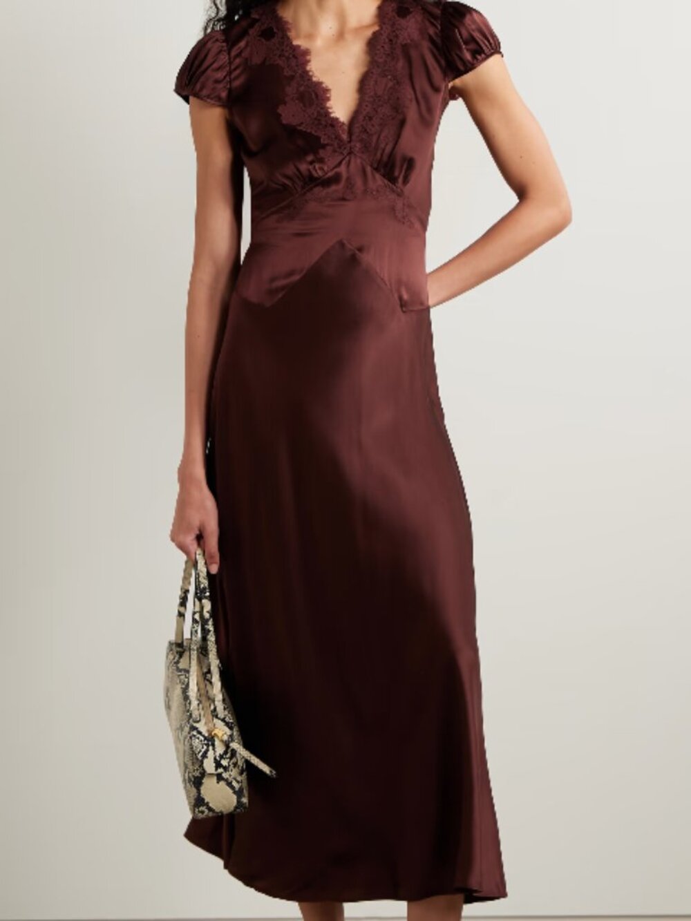 Doen Coraline Lace-Trim Silk-Satin Maxi Dress